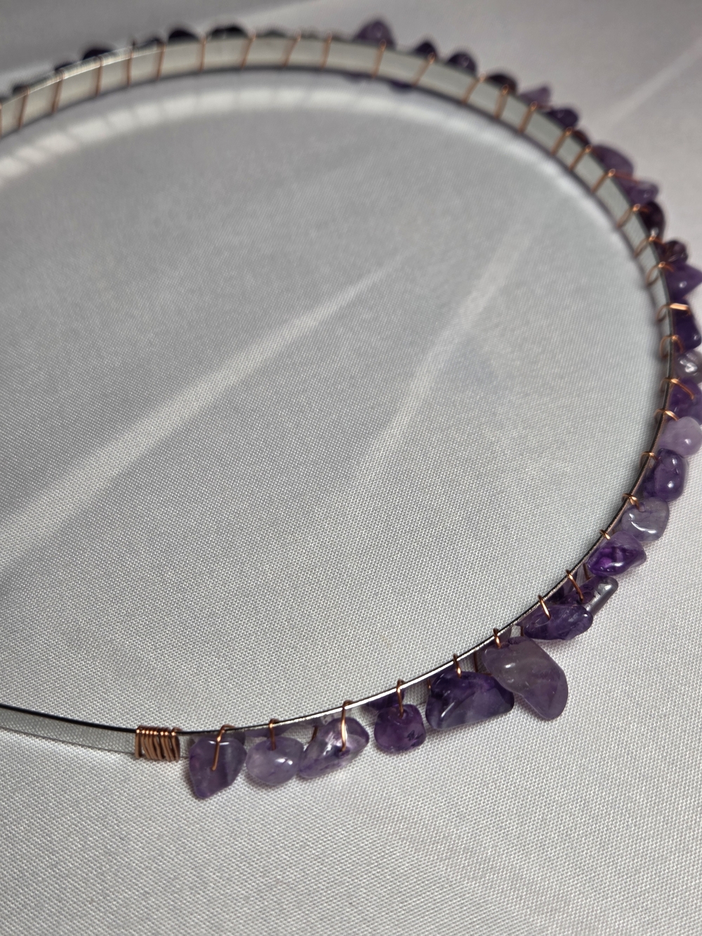 Amethyst Chip Headband - Purple Stone Accent Womens/Girls